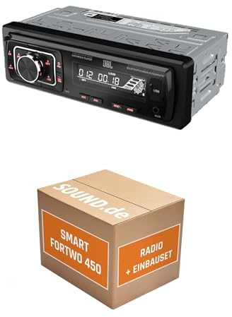 Autoradio Einbaupaket für JBL Celebrity 150 kompatibel mit Smart Fortwo 450 dunkelgrau | Bluetooth USB