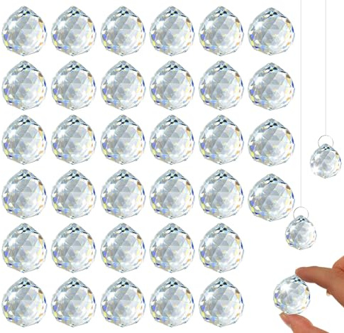 35 Pz Acchiappasole Cristallo da Appendere, Acchiappa-Sole Prisma in Cristallo, Crystal Suncatcher Decorazione, Finestra all’ Aperto Pendenti Prismi per Casa Ufficio Giardino Appendere(20 mm)