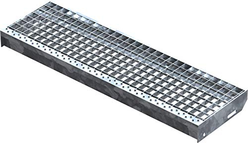 Fenau | Marche perforée Acier (R11) XSL - Dimensions : 900 x 270 mm - Maillage: 30/30 mm, Galvanisation, conforme à la norme DIN, Adapté aux escaliers de secours