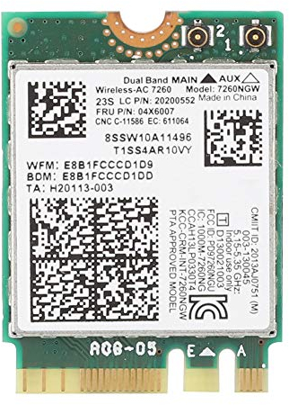 ASHATA Tarjeta de Red Dual, Tarjeta de Red inalámbrica 2.4G / 5G para 7260 AC 867Mbps Especial para ThinkPad, Tarjeta de Red WiFi de Doble frecuencia con Interfaz NGFF / M2
