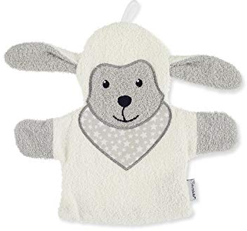 Sterntaler Spiel-Waschhandschuh Schaf Stanley, Größe: 22 cm, Beige (Ecru)