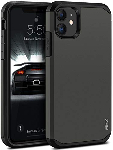 BEZ Case for iPhone 11 Case, Shockproof Cover Compatible with iPhone 11, Shock Absorbing, Heavy Duty Dual Layer Tough Cover- Grey