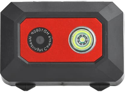 Telecamera sportiva esterna HD 1080P - Visione notturna montata sulla testa, Telecamera antiscivolo con piccole dimensioni per escursioni outdoor e sport estremi, con lampada frontale 2 in 1