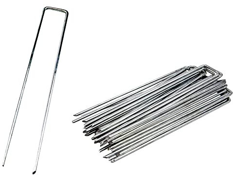 NOOR Erdanker/Heringe Anti-ROST - 100 Stück - Bodenanker für Unkrautvlies, Kunstrasen, Böschungsmatte, Schlauch UVM. - Erdnägel aus verzinktem Stahl 20 cm Länge - Ideal für Garten & Camping