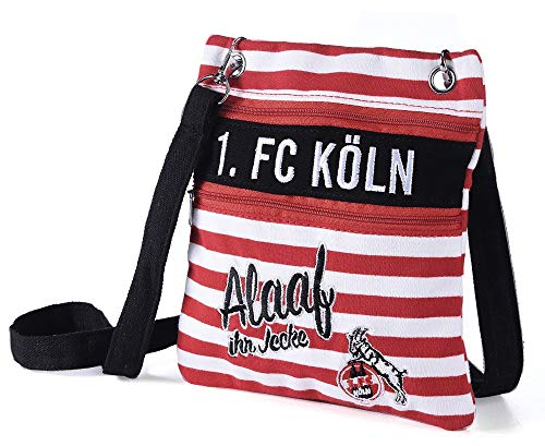 1. FC Köln Umhängetasche - Alaaf Ihr Jecke - Tasche Geringelt, Shoulder Bag - Plus Lesezeichen I Love Köln