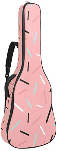 Gitarrentasche mit Reißverschluss, wasserdicht, weich, für Bassgitarre, Akustik- und klassische Folk-Gitarre, rosa Memphis-Linien-Muster