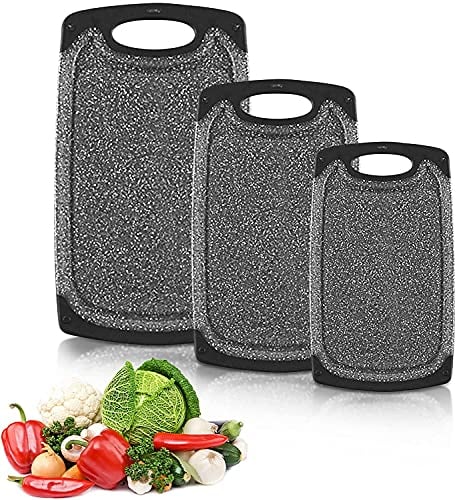Lot de 3 Planches à découper,Alimentaires PP-Matériel,Planche à Découper de Cuisine, Antidérapante et Antibactérienne pour Viande,Légumes,Fruits