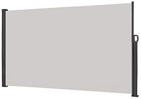 Aufun Seitenmarkise Alu 180 x 300 cm ausziehbar Blickdicht Sonnenschutz mit Wandhalterung Sichtschutz Markise für Balkon, Terrasse, Garten - Grau