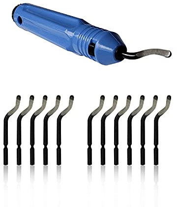 Deburring Tool Kit, a Anti-Slip Handle and Pack of 10 BS1010 Deburring Blades, for Wood, Metal, Plastic, Aluminum, Copper and Steel