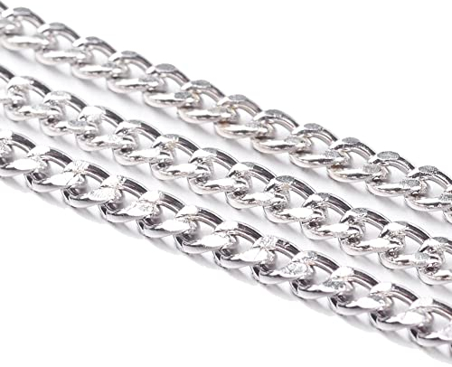 3 Meter Gliederkette Link Kette, Panzerkette, Metallkette, Rund Ring Kette, 3mm, Schmuckkette Meterware zur Schmuckherstellung von Halsketten Armband (Silber)