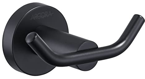 ARCORA Black Towel Hooks, SUS 304 Stainless Steel Wall Hooks, Heavy Duty Robe Hooks 1 Pack, Towel Hooks for Bathroom Wall Mounted