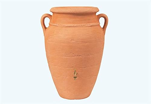 Antik Regenwasser-Amphore mit Pflanzschale, 250 Liter in Terrakotta, mediteraner Toskana Stil, Made in Germany