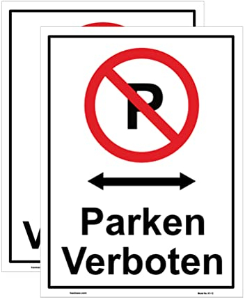 Haobase 2 Stück Parken Verboten Schild Aufkleber - Selbstklebendes Vinyl (20cm x 15cm)