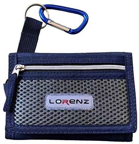 Lorenz Schlanke Herren-Sportgeldbörse aus Segeltuch mit Gürtelhaken, marineblau, Casual
