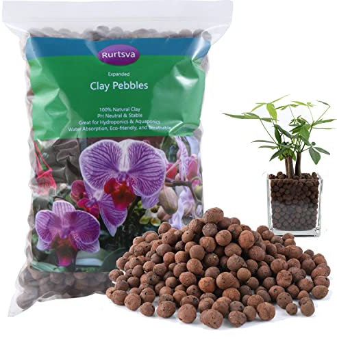Rurtsva Natürliche organische Tonkiesel, 2,3 kg, 8 mm - 18 mm, erweiterte Leca-Kugeln für Pflanzen, Gartenerde, Wachstumsmedien für Hydrokultur, Dekoration, Aquaponik, Gartenzubehör
