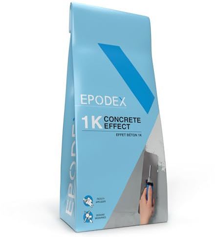 EPODEX CONCRETE EFFECT Enduit décoratif effet béton - Ivory | Crépi structuré pour murs, carrelages & plus - Intérieur & Extérieur - 5 kg (5 m² - couche de 1 mm)