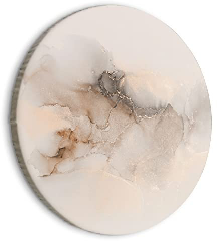 murando - runde Bilder Marmoroptik gold beige 80x80 cm Leinwandbild 1 tlg Kunstdruck modern Wandbilder XXL Wanddekoration Design Wand Bild Steinwand Abstrakt a-B-10013-bc-a