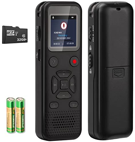 72GB Digital Voice Activated Recorder: Portable Tape Recorder with Playback Audio Recording Device for Lectures Meetings, Small Dictaphone Sound Recorder with Line in | Password | Support TF Expansion