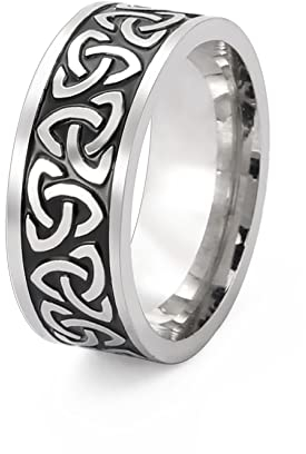 SIPURIS Keltischer Dreifaltigkeitsknoten-Ring, Hexenknoten, irischer Triquetra-Knoten, Spinner-Ring, Edelstahl, nordischer Wikinger-Ring, Schmuck für Männer, Frauen, 11, Edelstahl (Silber 1, 8)
