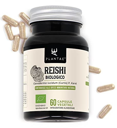 Reishi Biologico * Plantae® * capsule vegetali * Rafforza le difese naturali * Potenziatore del sistema immunitario (60 capsule)