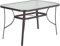 DKIEI Large Garden Dining Table Glass Top Rectangle Outdoor Table with Parasol Hole Steel Frame for Patio Balcony Brown 150L x 90Wcm