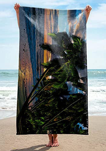 alottagifts Palm Tree Beach Towel 30 x 60 Microfiber Sand Free Quick Dry Travel for Adults Teen Children (Palm Tree)