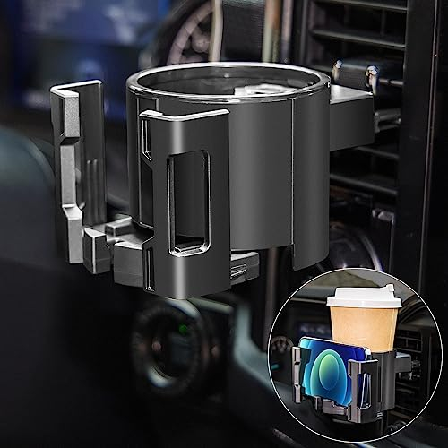 JOYTUTUS Auto Getränkehalter Lüftung, mit Verstellbarer Telefonhalter, Becherhalter Auto, Getränke Halterung Auto für heiß- und kaltgetränke, kompatibel mit den meisten Fahrzeugen