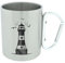 WB wohn trends Outdoor-Tasse mit Karabiner-Haken, Edelstahl-Tasse, Ultraleicht, Leuchtturm maritim, 300ml, doppelwandige Camping-Tasse Wandern