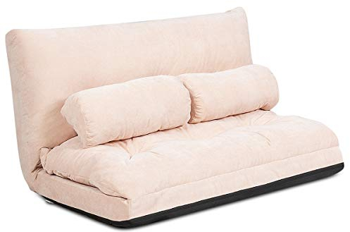 RELAX4LIFE Bodensofa Klappbar, Schlafsofa inkl. 2 Kissen, 3 in 1 Schlafsessel mit 6-stufig Verstellbarer Rückenlehne, Klappsofa mit Bettfunktion, Sofabett für Wohnzimmer Schlafzimmer (Beige)