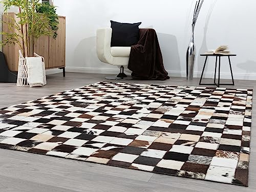 Steffensmeier Kurzflor Teppich Grosio | Wohnzimmerteppich | modern, strapazierfähig und pflegeleicht | Schwarz Weiß, Größe: 200x300 cm