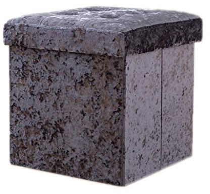 Aufbewahrungshocker, zusammenklappbarer Sitzwürfel, Pannesamt-Pouffe, Ottomane, Stühle, Box, Fußhocker (Farbe: Lila)