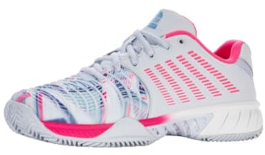 K-Swiss Performance Femme Express Light 3 Padel Chaussures de Tennis, Arctic Ice/White/Neon Pink, 41 EU