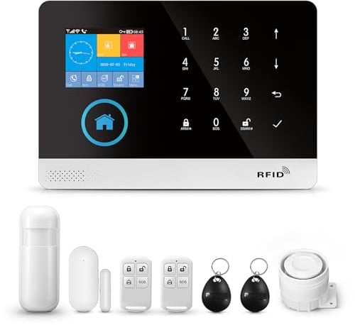 Sistema de Alarma de Seguridad para el hogar PG103, Sistema de Alarma gsm de 8 Piezas con Alerta de aplicación de teléfono, Sirena, Compatible con Alexa, sin Cargos mensuales