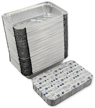 Espirito Rebelde 100 Barquettes en Aluminium 800 ml avec Couvercles | Moules Jetables a Emporter | Emballage Alimentaire pour Barbecues, Congélation