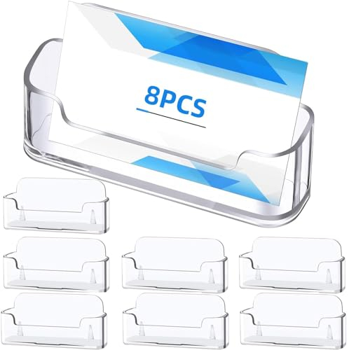BSTDAYEVER Support Carte de Visite en Acrylique 8pcs Porte Cartes de Visite Transparent non Toxiques 9.7x2.3x4.9cm Présentoir de Cartes de Visite en Plastique Dureté Elevée Pour Bureau Comptoir Hôtel