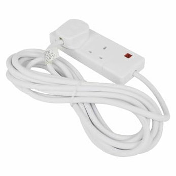 Bargain House Two Socket Extension Lead 6m White, Neon Indicator, Lightweight Design, Long Electric Extension Cable, Multi Plug Adapter Electrical Cords for Home, Offices, Salon (Pack of 1)