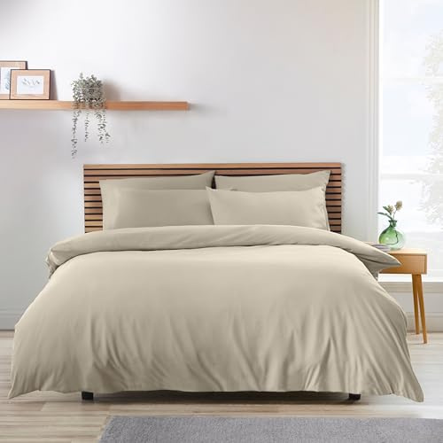 Catherine Lansfield So Soft Non-Iron Super King Duvet Cover Set Natural