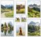 ARTFAVES® Poster Set - In den Bergen - mehrteilige Wanddeko Wohnzimmer & Schlafzimmer - 8 moderne Wandbilder Frühlingsdeko, Frühling Deko, Wandern, Alpen - mit Rahmen Weiss