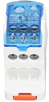 UKK160 Scatola per Morsettiera per Guida DIN Unipolare 1000 V CA CC, Guscio Ignifugo, Conduttore in Rame, Facile Installazione su Guida DIN, Uso Generale per Armadi di