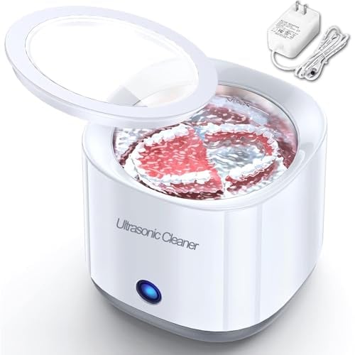 Limpiador Ultrasonidos Dental Limpieza, 43000Hz Limpiador de Dientes Máquina limpiadora ultrasónica Para Dentaduras Postizas, Alineadores, Retenedores, Cabezas de Cepillos de Dientes