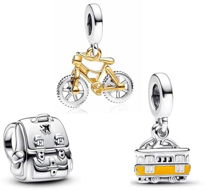 TCZNAF Let's Go On An Adventure Charm Trio Charms Bead -Anhänger für Europäische Armbänder und Halsketten für Damen