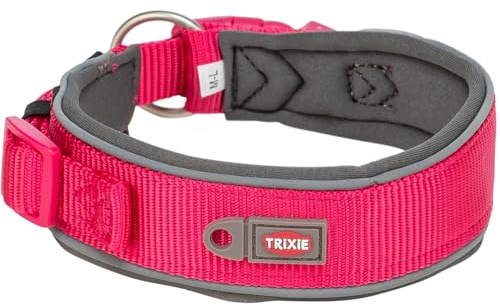 TRIXIE Premium Hundehalsband Gr. L–XL, 53–62 cm/50 mm – Fuchsia | Stufenlos verstellbar und weich neoprengepolstert – angenehmer, sicherer Sitz für entspannte Spaziergänge