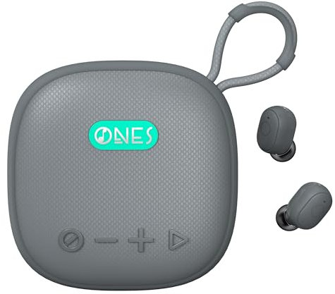 ONES MusPlay Wireless Speaker with Earbuds 2-in-1, Hi-Res Audio, Smart [ Bluetooth/AUX / MP3 ] [ Game/Music Mode ] [ 24 Hrs Speaker / 60 Hrs Earbud Ultra-long Playback ] Portable Compact