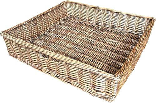 Arthur Cameron Rectangular Wicker Storage Footstool Tray/Under bed Basket (Antique Wash, Large)