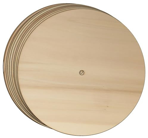 10 cerchi rotondi in legno compensato da 3 mm (12 x 12 cm, foro centrale centrale)