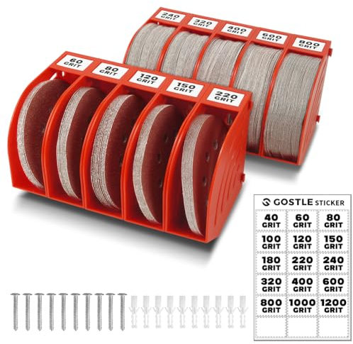 125mm Schleifscheiben Aufbewahrungsbox – Set aus 10 Boxen, Rot, Platzsparend, Stapelbar, mit Körnungs-Kategorisierung für Werkstatt und Exzenterschleifer Zubehör