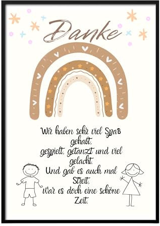Abschiedsgeschenk Kindergarten Erzieherin | Poster für Kita Kinderpflegerin | Geschenk Danke Regenbogen blau