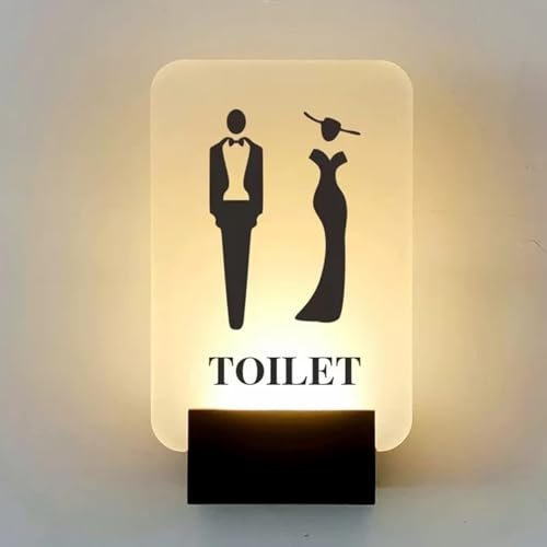 NIUOIOU Wandmontiertes LED-Schild, Toilettenschild, Damen, Herren, Herren, Damen, Badezimmer, Beleuchtetes, Kantenbeleuchtetes Schild, Toilettenschilder Für Büro,A