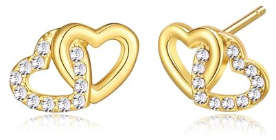 Philip Jones Boucles d'oreilles en forme de cœur plaqué or 18 carats avec cristaux Zircondia®