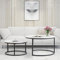 okwish Set mit 2 Runden Couchtischen, Satztische, Beistelltische Wohnzimmer, Ideal für Wohnzimmer, Balkon und Büro, Weiß und Schwarz
